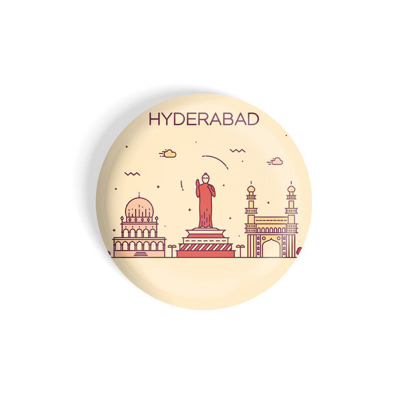 dhcrafts Round Fridge Magnet Brown Color Hyderabad Glossy Finish Design Pack of 1 (58 mm)